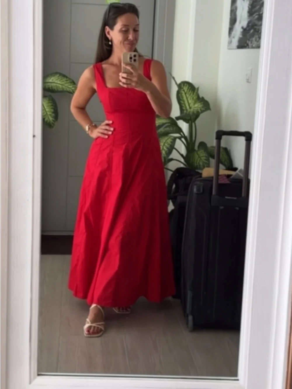 Commense Red Square-Neck Maxi Dress with pockets- brand new with tags never worn - Picture 5 of 7